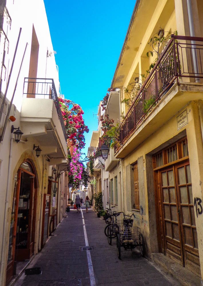 Quaint lanes in Rethymnon's historic town