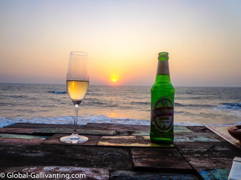 Enjoying a beer at sunset in Goa