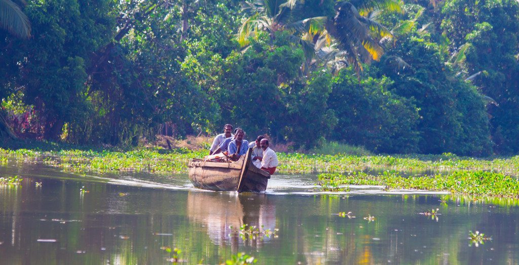 Locals getting around the kerala backwaters