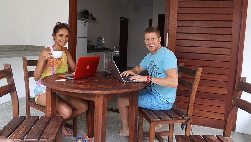 Working from our apartment in Pipa, Brazil