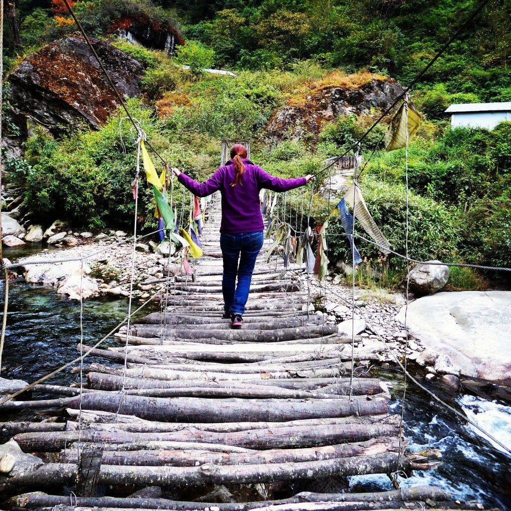 rickety bridge crossing in Tawang, Arunachal Pradesh
