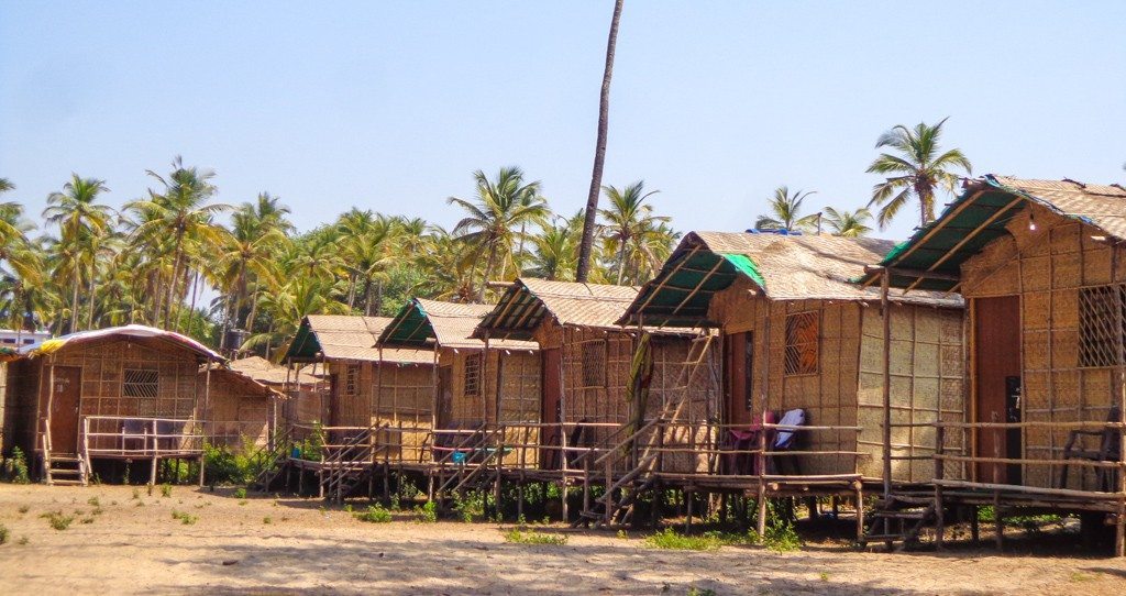 bamboo beach huts and backpacker hostels in goa