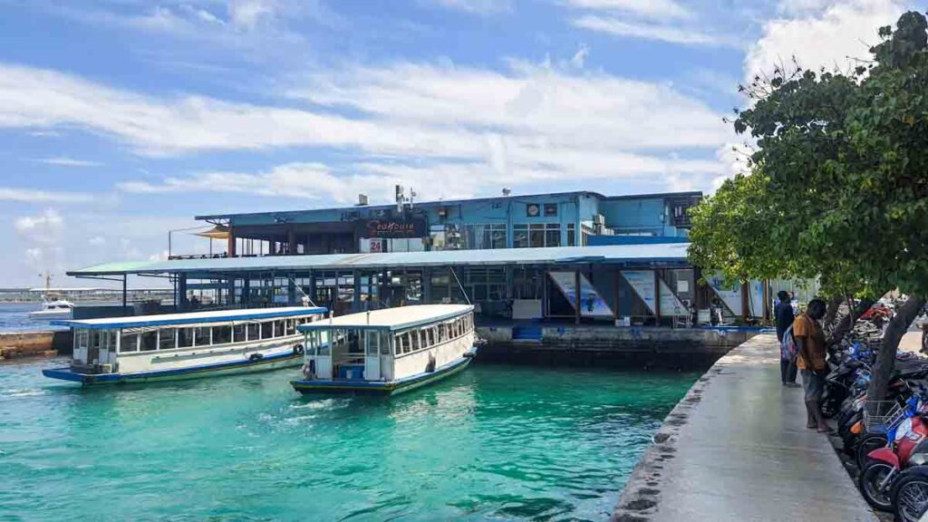 male ferry terminal traveling the maldives on a budget