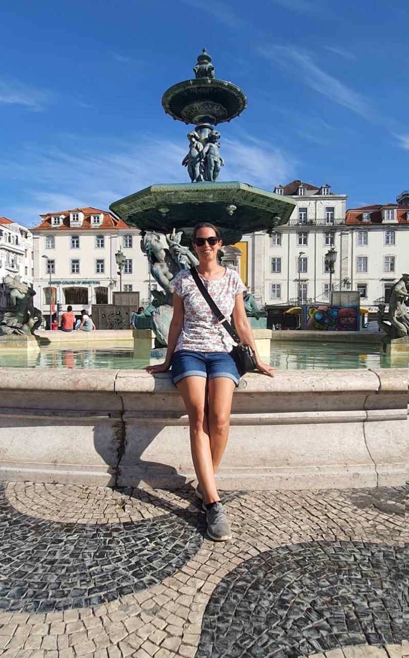 Anna at Rossio Square in Lisbon